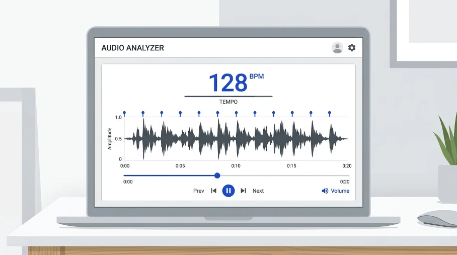 Workflow diagram showing steps to tap along to a vocal and get a BPM reading without music